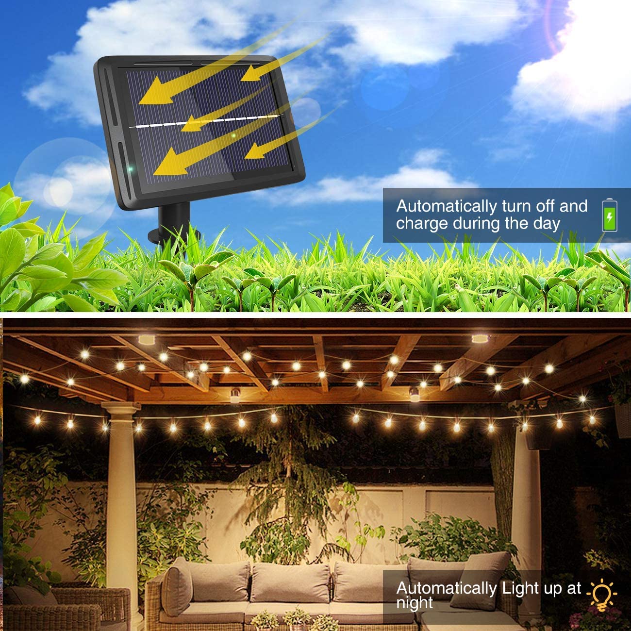 G40 LED 25+2 Bulbs Solar Festoon String Lights Outdoor-Litogo® –  litogoglobal